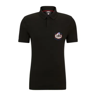 Hugo Boss Boss X Nfl Cotton-piqu Polo Shirt With Collaborative Branding In Bills