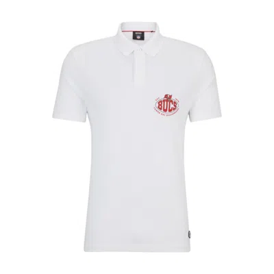 Hugo Boss Boss X Nfl Cotton-piqu Polo Shirt With Collaborative Branding In 49ers