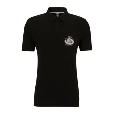 Hugo Boss X Nfl Falcons Cotton Polo In Charcoal