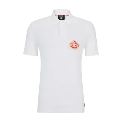 Hugo Boss Boss X Nfl Cotton-piqu Polo Shirt With Collaborative Branding In Chiefs