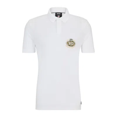 Hugo Boss Boss X Nfl Cotton-piqu Polo Shirt With Collaborative Branding In Packers