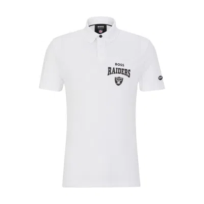 Hugo Boss Boss X Nfl Cotton-piqu Polo Shirt With Collaborative Branding In Raiders