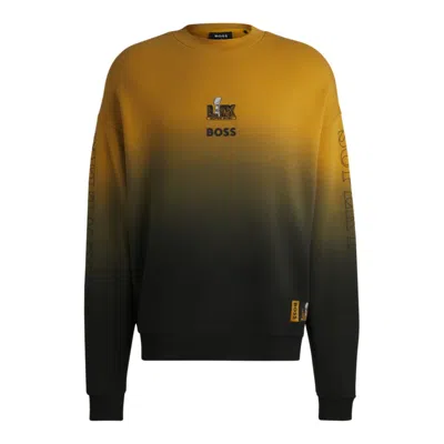 Hugo Boss X Nfl Cotton Sweatshirt With Gold-tone Embroidery