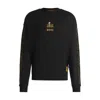 Hugo Boss X Nfl Cotton Sweatshirt With Gold-tone Embroidery In Black