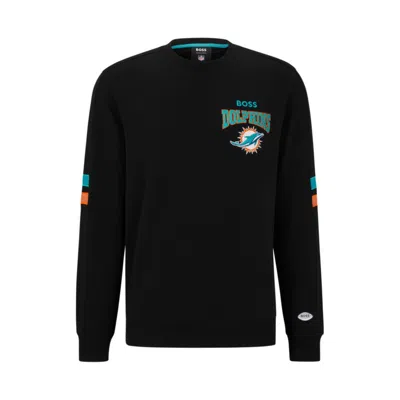 Hugo Boss Boss X Nfl Cotton-terry Sweatshirt With Collaborative Branding In Dolphins