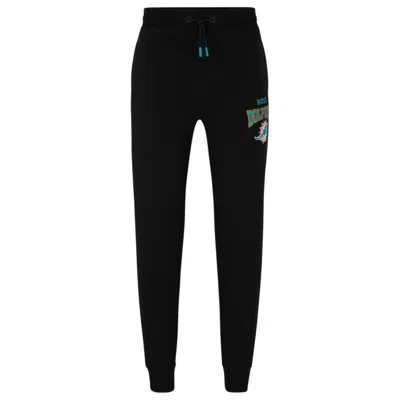 Hugo Boss Boss X Nfl Cotton-terry Tracksuit Bottoms With Collaborative Branding In Dolphins