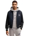 Hugo Boss Boss X Nfl Mixed-material Jacket With Faux-leather Sleeves In Cowboys Blue