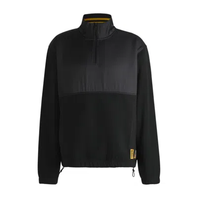 Hugo Boss X Nfl Fleece Sweatshirt With Gold-tone Trims In Black