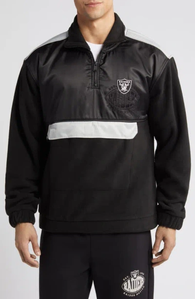 Hugo Boss Boss X Nfl Fumble Mixed Media Quarter Zip Pullover In Black
