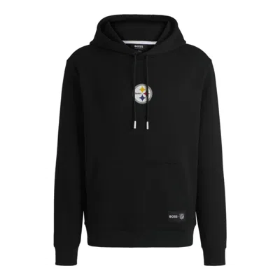 Hugo Boss X Nfl Interlock Hoodie With Special Branding In Black