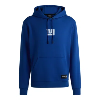 Hugo Boss X Nfl Interlock Hoodie With Special Branding In Blue