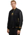 Hugo Boss X Nfl Leather Sleeve Wool-blend Jacket In Black