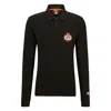 Hugo Boss Boss X Nfl Long-sleeved Polo Shirt With Collaborative Branding In Black
