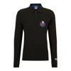 Hugo Boss Boss X Nfl Long-sleeved Polo Shirt With Collaborative Branding In Black