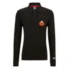 Hugo Boss Boss X Nfl Long-sleeved Polo Shirt With Collaborative Branding In Chiefs Black