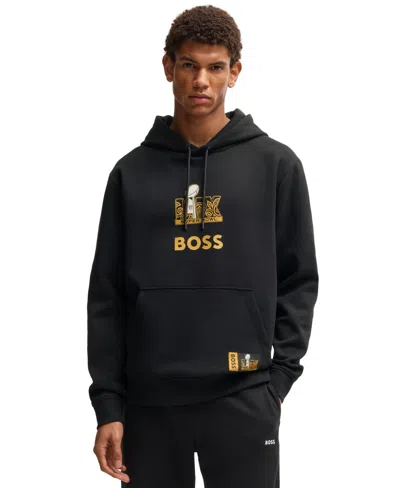 Hugo Boss X Nfl Men's Gold-tone Artwork Hoodie In Black