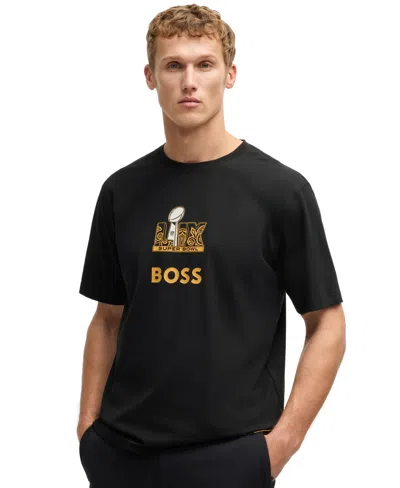 Hugo Boss X Nfl Men's Gold-tone Artwork T-shirt In Black