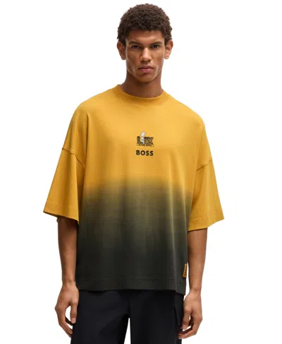 Hugo Boss X Nfl Men's Gold-tone Embroidery T-shirt In Yellow