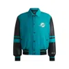 Hugo Boss Boss X Nfl Mixed-material Jacket With Faux-leather Sleeves In Multi