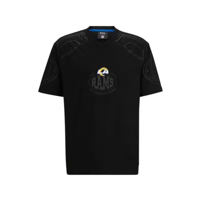 Hugo Boss Boss X Nfl Tackle Graphic T-shirt In Los Angeles Rams Black