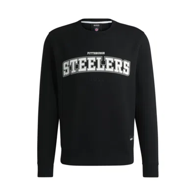 Hugo Boss X Nfl Regular-fit Sweatshirt With Special Branding In Black