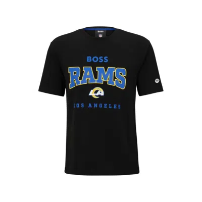 Hugo Boss Boss X Nfl Stretch-cotton T-shirt With Collaborative Branding In Rams