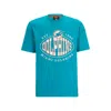 Hugo Boss Boss X Nfl Stretch-cotton T-shirt With Collaborative Branding In Blue