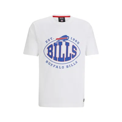 Hugo Boss Boss X Nfl Stretch-cotton T-shirt With Collaborative Branding In Bills