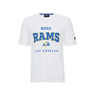 Hugo Boss Boss X Nfl Stretch-cotton T-shirt With Collaborative Branding In Rams