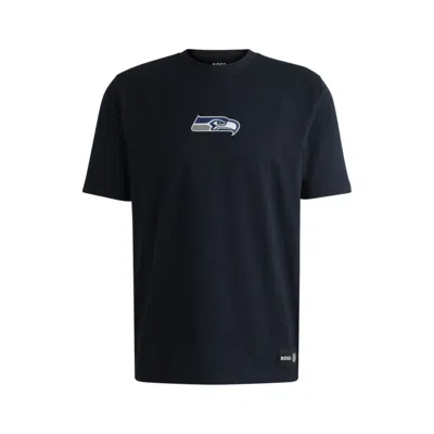 Hugo Boss X Nfl Stretch-cotton T-shirt With Special Branding In Black