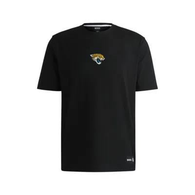 Hugo Boss X Nfl Stretch-cotton T-shirt With Special Branding In Black