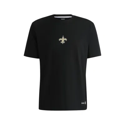 Hugo Boss X Nfl Stretch-cotton T-shirt With Special Branding In Black
