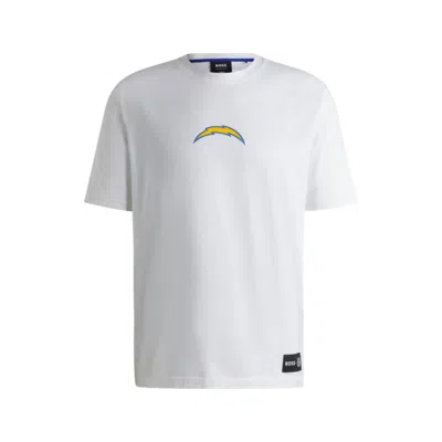 Hugo Boss X Nfl Stretch-cotton T-shirt With Special Branding In White