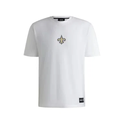 Hugo Boss X Nfl Stretch-cotton T-shirt With Special Branding In White