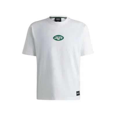 Hugo Boss X Nfl Stretch-cotton T-shirt With Special Branding In White