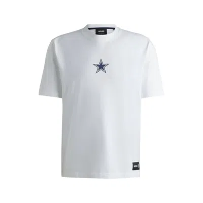 Hugo Boss X Nfl Stretch-cotton T-shirt With Special Branding In White