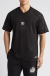 Hugo Boss Boss X Nfl Oversize-fit T-shirt With Collaborative Branding In Las Vegas Raiders Black