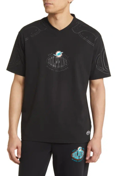 Hugo Boss Men's Boss X Nfl Oversize-fit T-shirt With Collaborative Branding In Dolphins