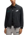 Hugo Boss Boss X Nfl Embroidered Branding Water-repellent Jacket In Charcoal