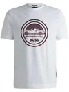 Hugo Boss Porsche X Boss Mercerized-cotton T-shirt With Special Branding In White