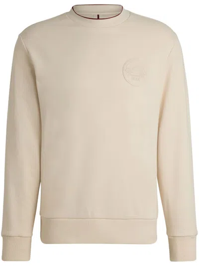 Hugo Boss Porsche X Boss Cotton-blend Sweatshirt With Special Branding In Neutrals