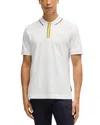 Hugo Boss X Porsche Paras Quarter Zip Polo Shirt In Natural