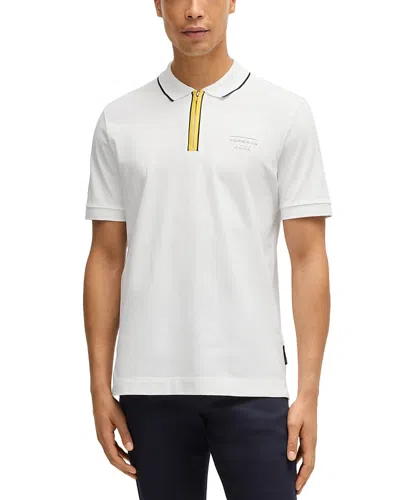 Hugo Boss X Porsche Paras Quarter Zip Polo Shirt In Natural