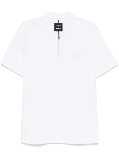 Hugo Boss X Porsche Rubberized-logo Polo Shirt In White