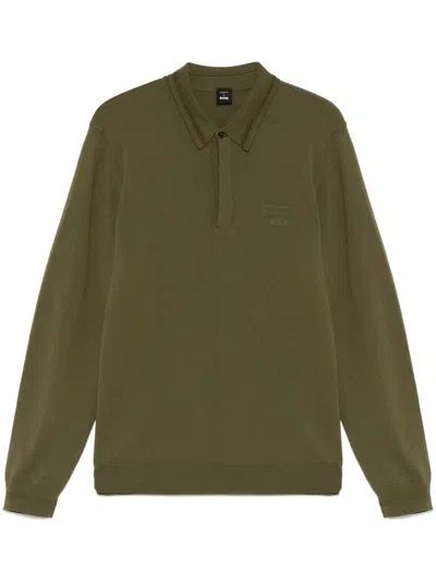 Hugo Boss X Porsche Wool Polo Shirt In Green