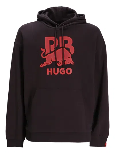 Hugo Boss X Rb Cotton-terry Hoodie With Bull Graphic In Green
