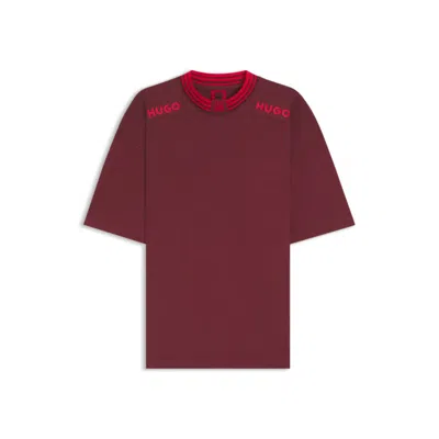 Hugo Boss X Rb Cotton T-shirt With Tipping And Logos In Red