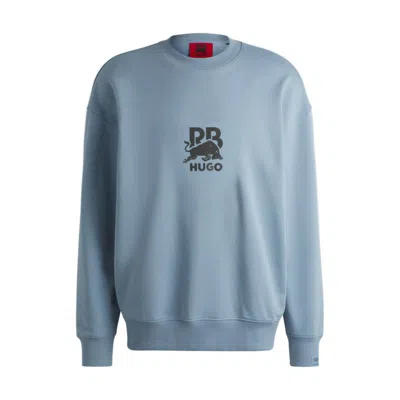 Hugo Boss X Rb Cotton-terry Sweatshirt With Carbon Stealth Logo In Blue