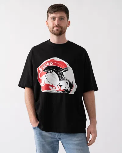 Hugo Boss X Rb Dit Mens T-shirt With Red Bull Graphic Print In Black