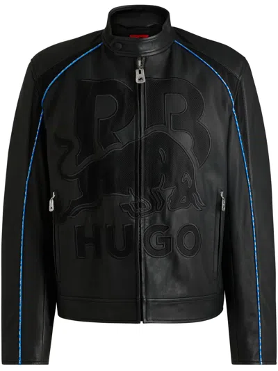 Hugo Boss X Rb Logo-embroidered Jacket In Black